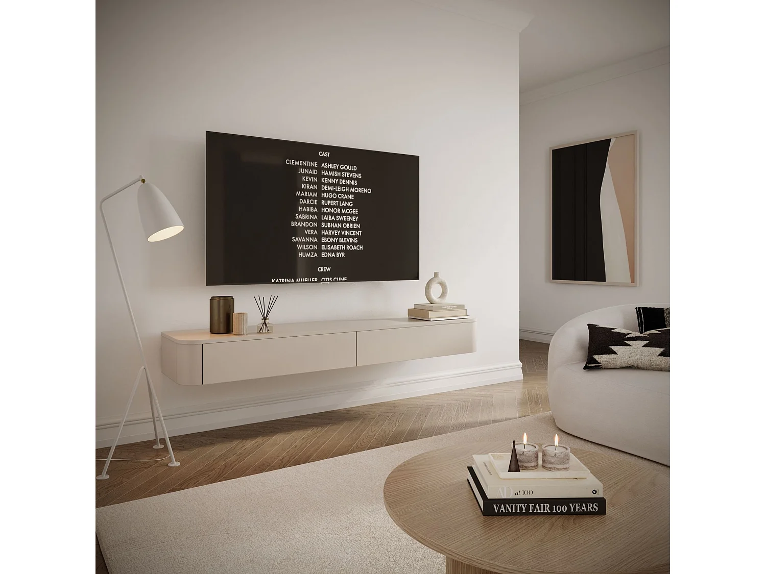 Meuble TV mural – gris cachemire – 175 cm – LUVIO SLIM