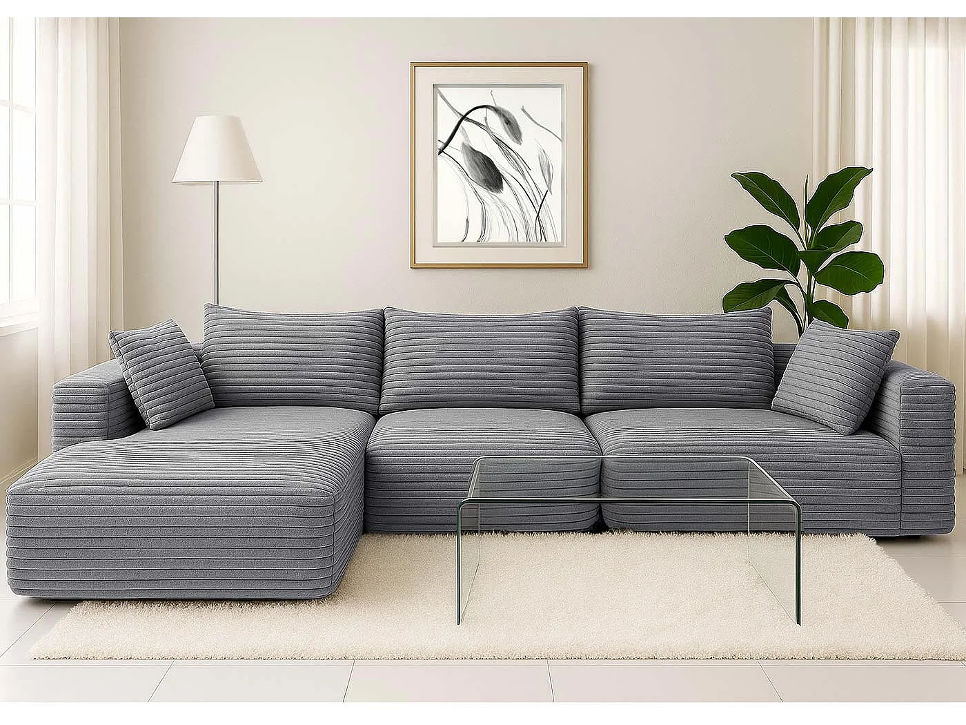 Ensemble canapé MCW-P20,  gris clair