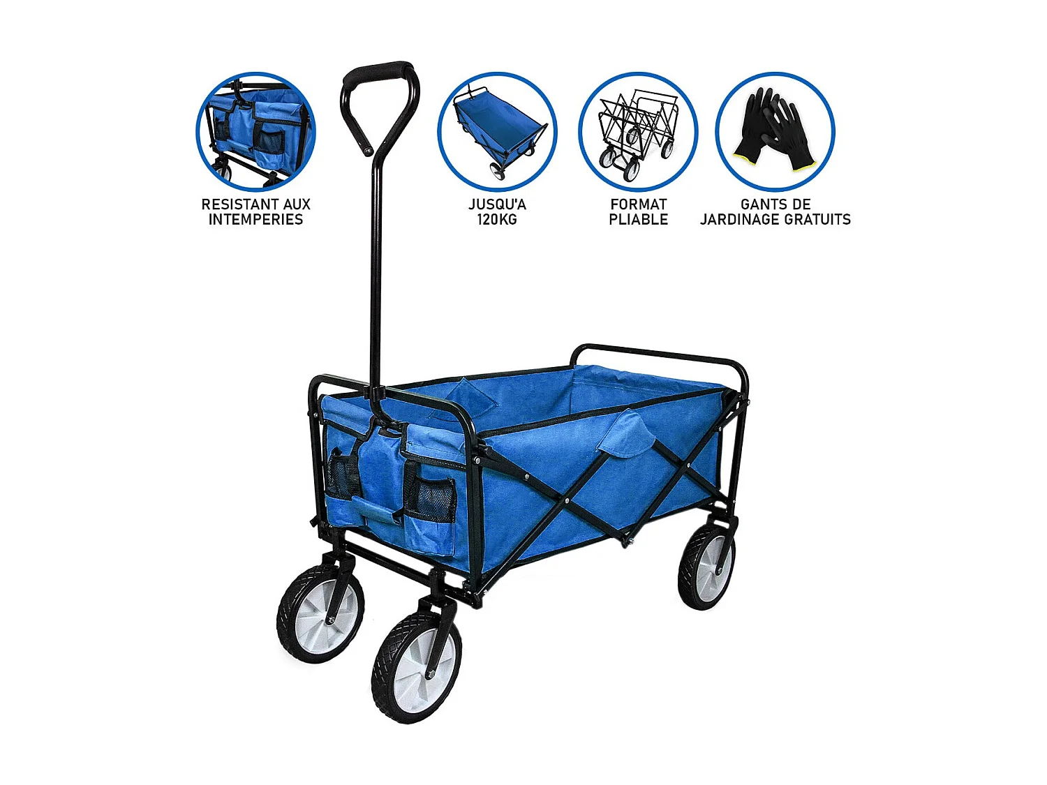 Chariot Pliable de Jardin – Bleu