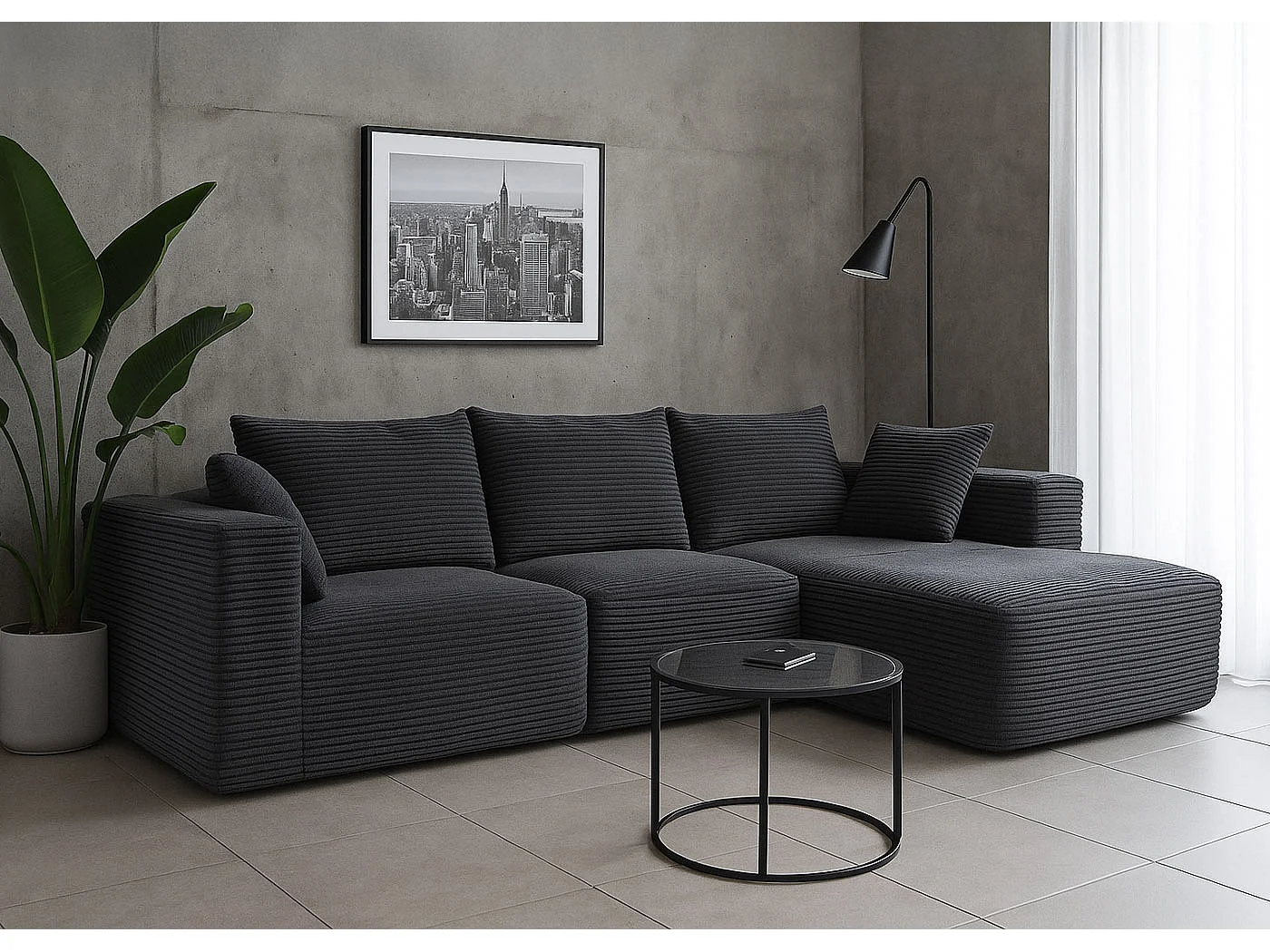 Sofa-Garnitur MCW-P20, Dunkelgrau
