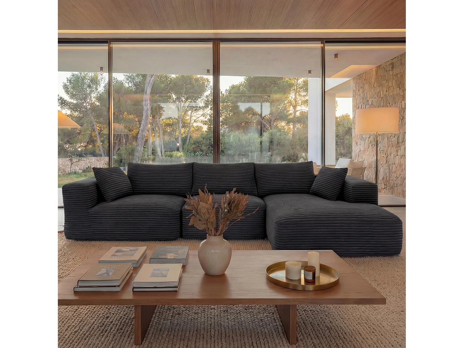 Ensemble canapé MCW-P20,  gris foncé