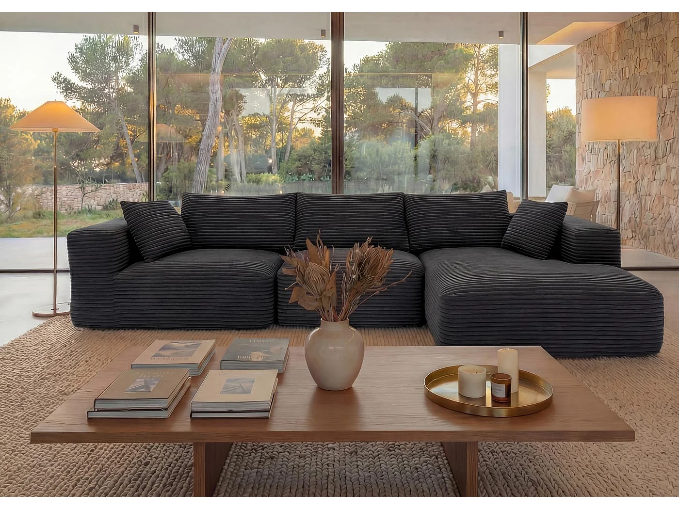 Ensemble canapé MCW-P20,  gris foncé