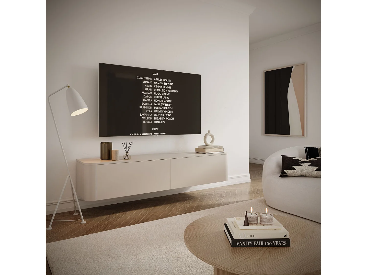 Meuble TV mural ou posé – gris cachemire – 175 cm – LUVIO
