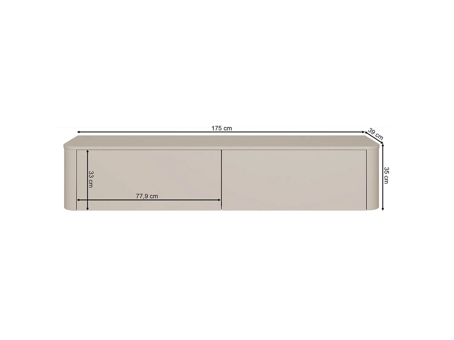 Mobile TV sospeso o da appoggio – grigio cashmere – 175 cm – LUVIO