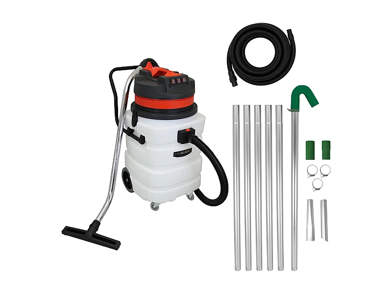 Aspirador industrial de 90L (mangueira extralonga de 5 m) e hastes de calha de 72m