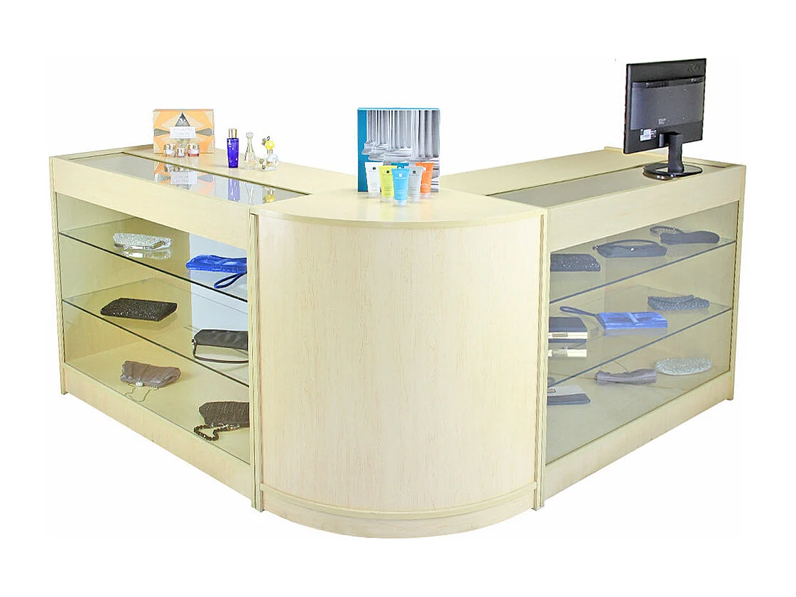 Set Horizon con 3 Banconi da Negozio con Finitura in Acero Laminato