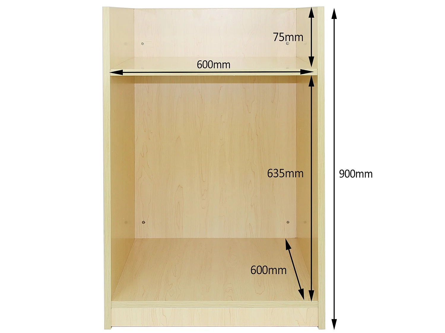 Balcão de caixa em MDF carvalho-acer TB60 com prateleiras e design compacto