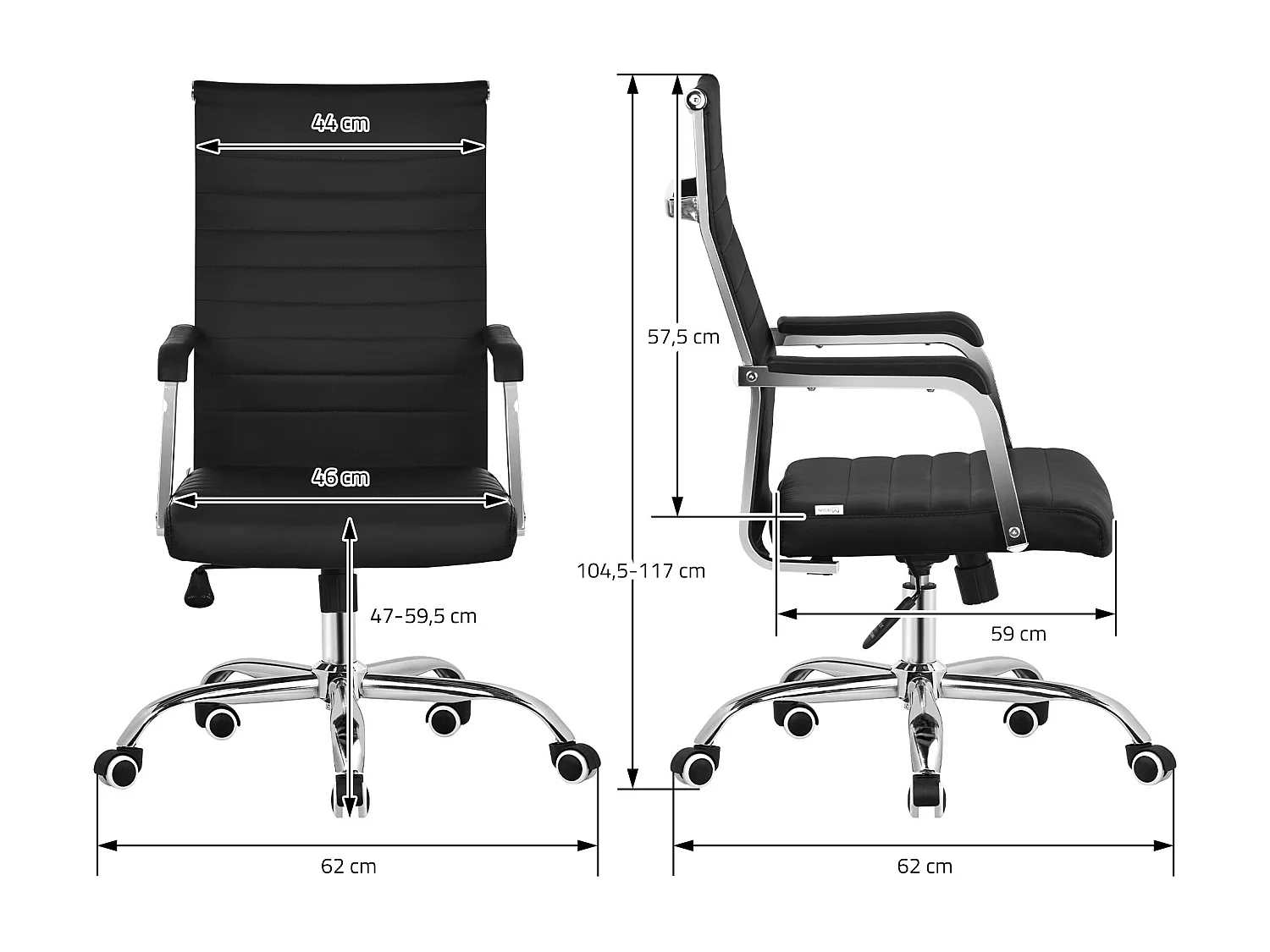 Chaise de bureau ergonomique noire en simili hauteur réglable avec accoudoirs et dossier rembourré fauteuil de travail pivotant siège de gaming