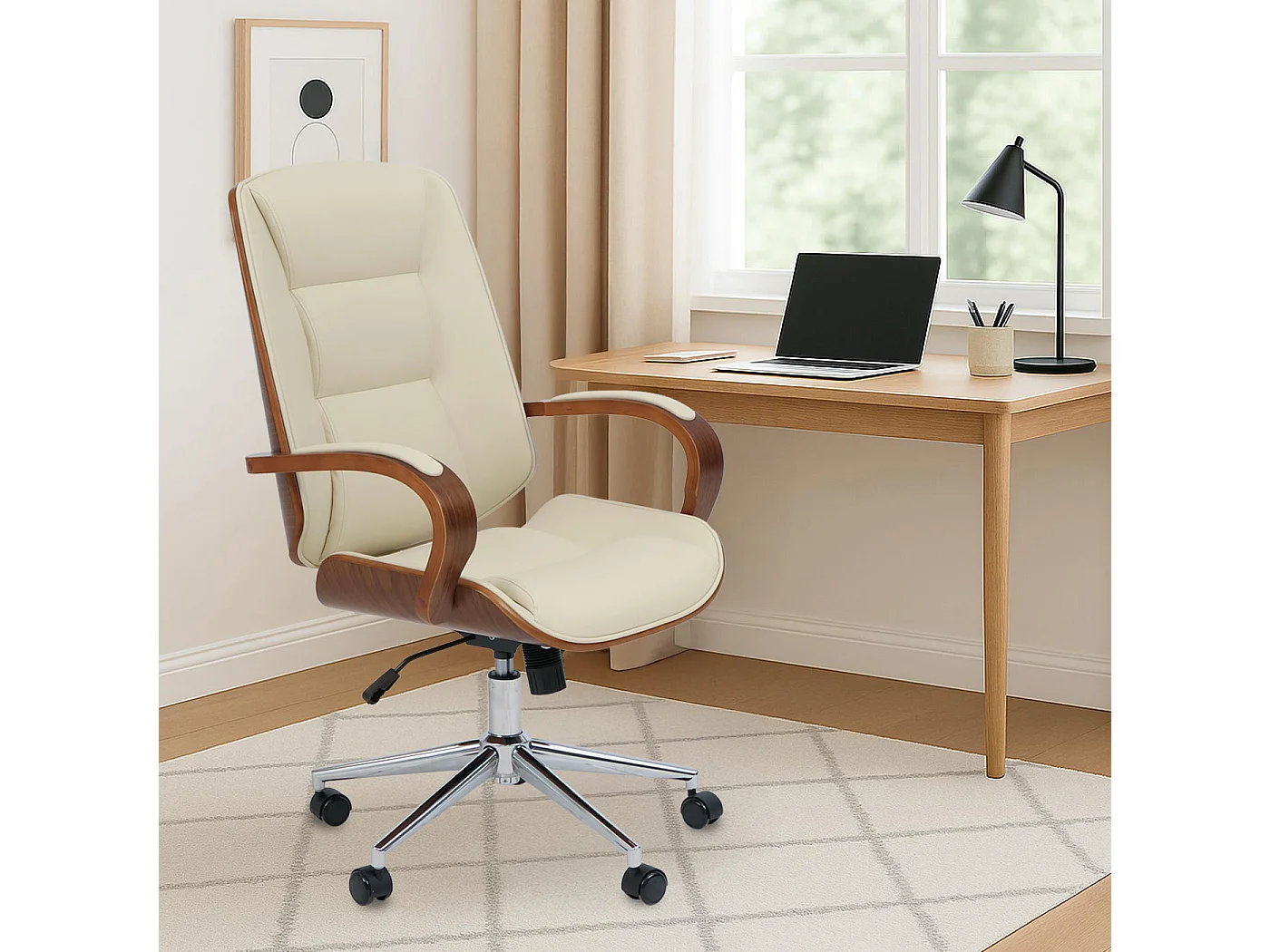 Chaise de bureau MCW-O83,  crème