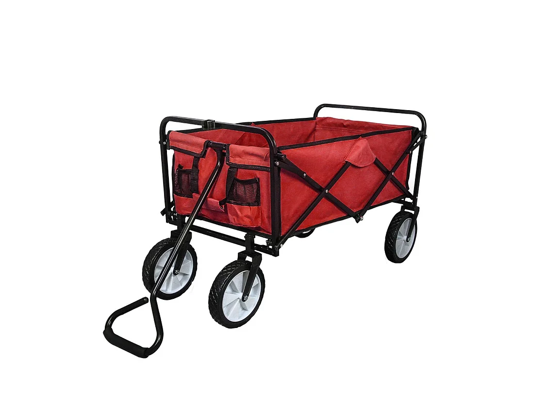 Chariot pour Jardin Pliable Caddie Utilité Brouette Rouge Transport Remorque
