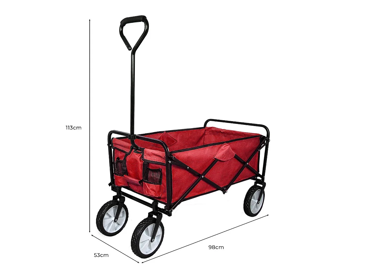 Chariot pour Jardin Pliable Caddie Utilité Brouette Rouge Transport Remorque