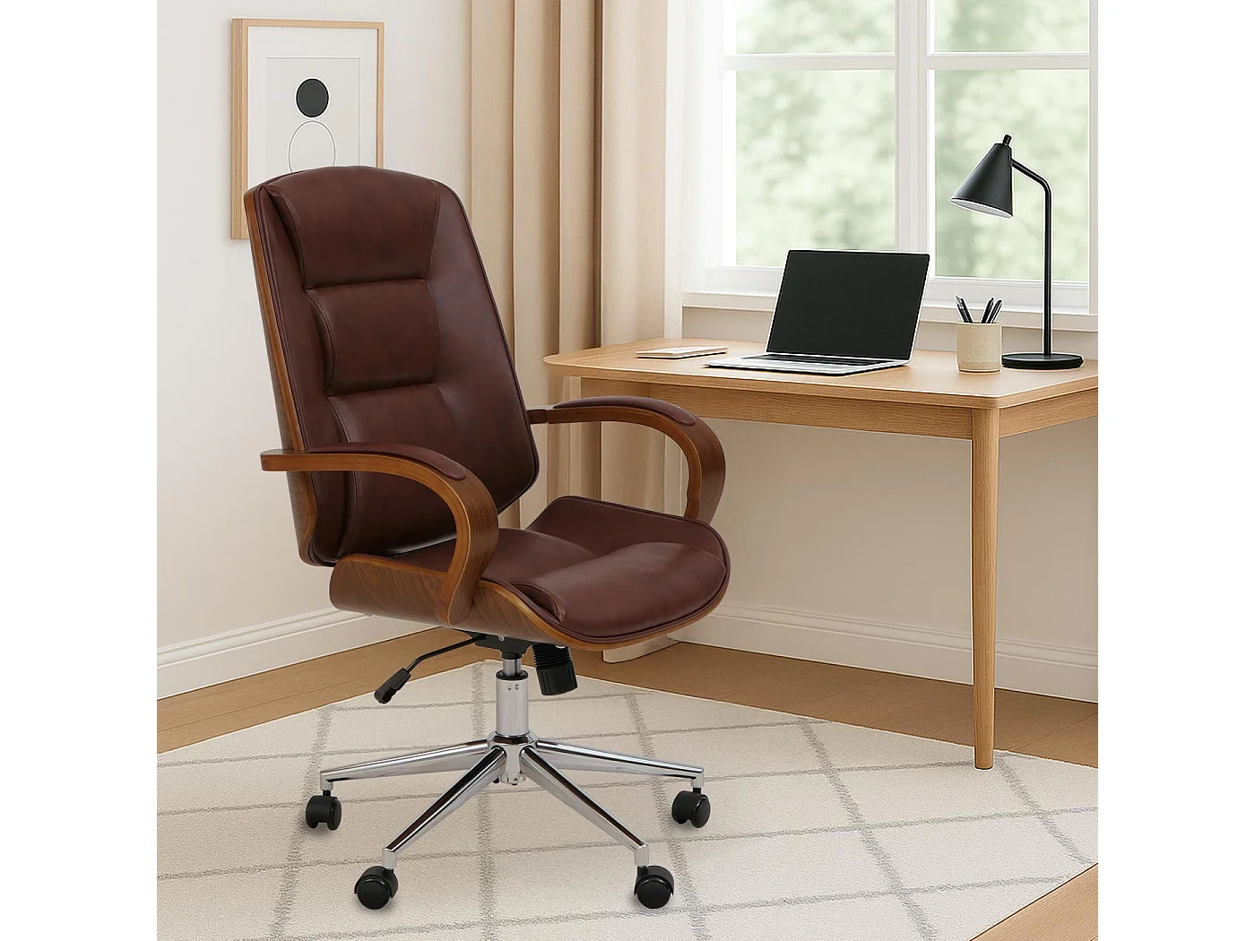 Chaise de bureau MCW-O83,  rouge-brun