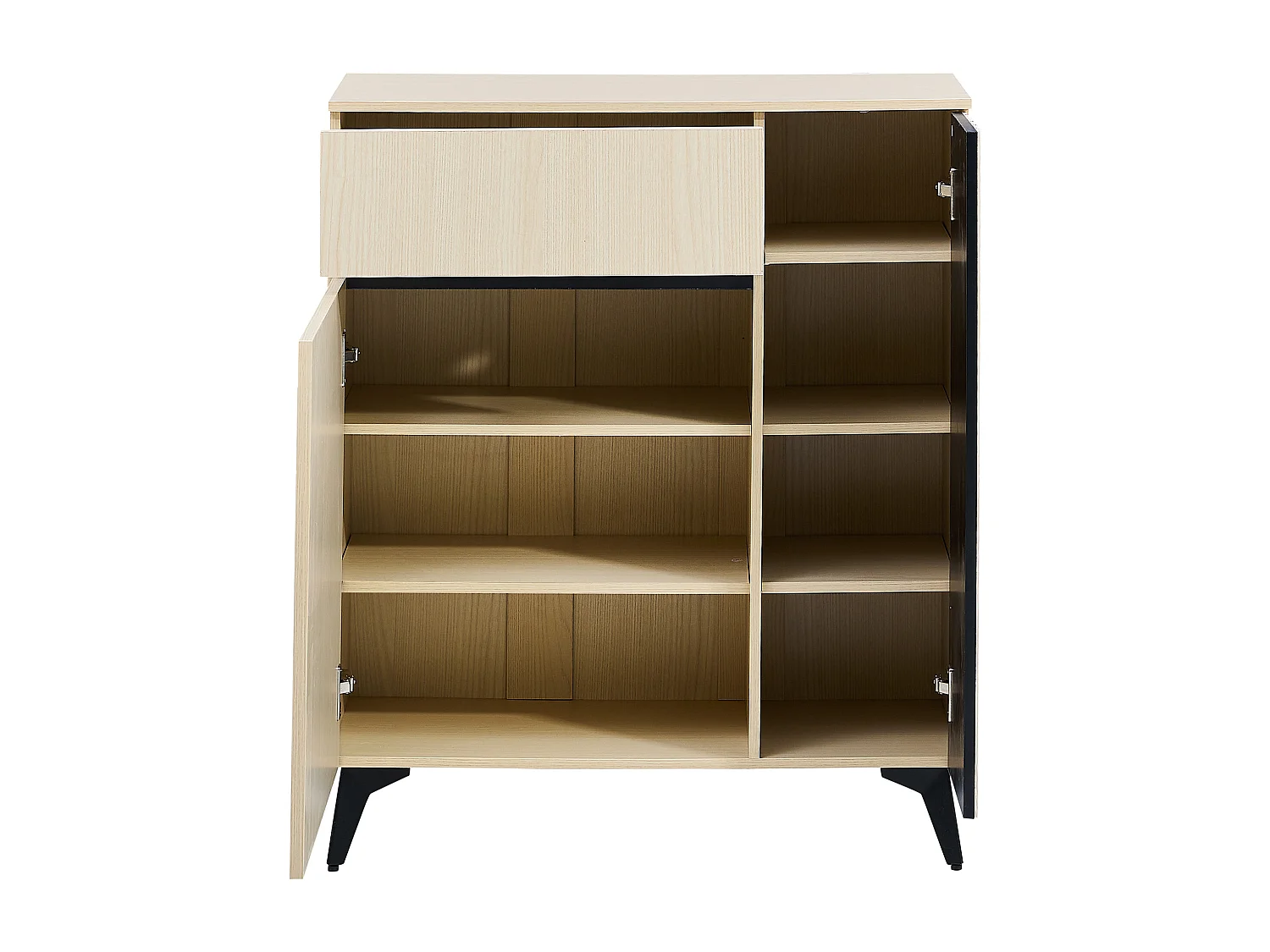 Meuble à chaussures 75x35x90 cm avec Étagères réglables et un tiroir Matériaux MDF Couleur naturelle pour salon et couloir