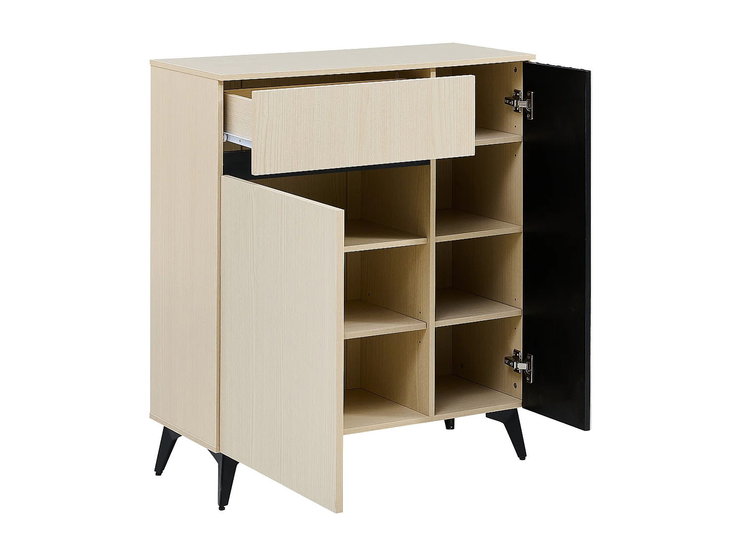 Meuble à chaussures 75x35x90 cm avec Étagères réglables et un tiroir Matériaux MDF Couleur naturelle pour salon et couloir