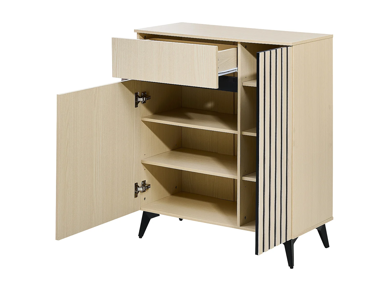 Meuble à chaussures 75x35x90 cm avec Étagères réglables et un tiroir Matériaux MDF Couleur naturelle pour salon et couloir