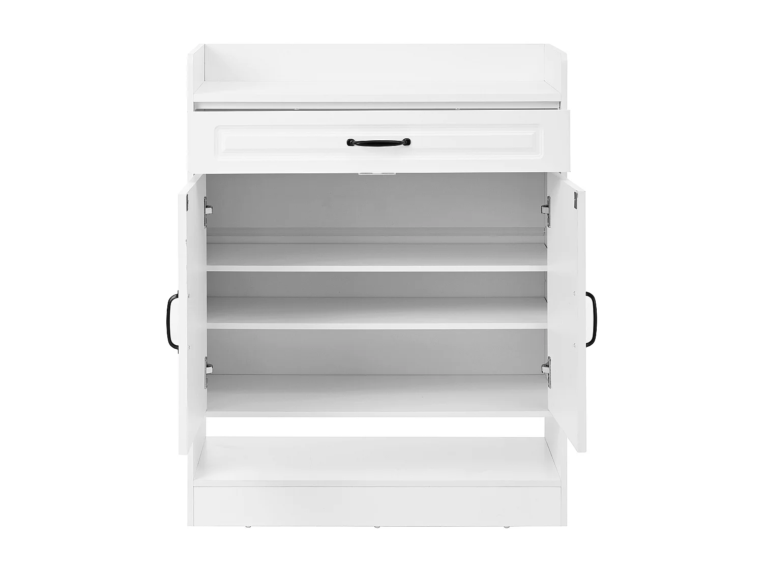 Meuble à chaussure 75x36x95.5 cm avec Étagères réglables et un tiroir Panneaux de particules en blanc pour Salon et couloir