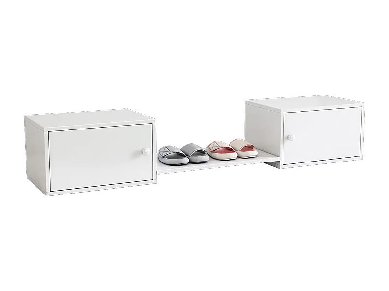 Schoenenkast 189x40x34.5 cm, dubbele deur opberg, met zitplaats, hout en MDF, wit