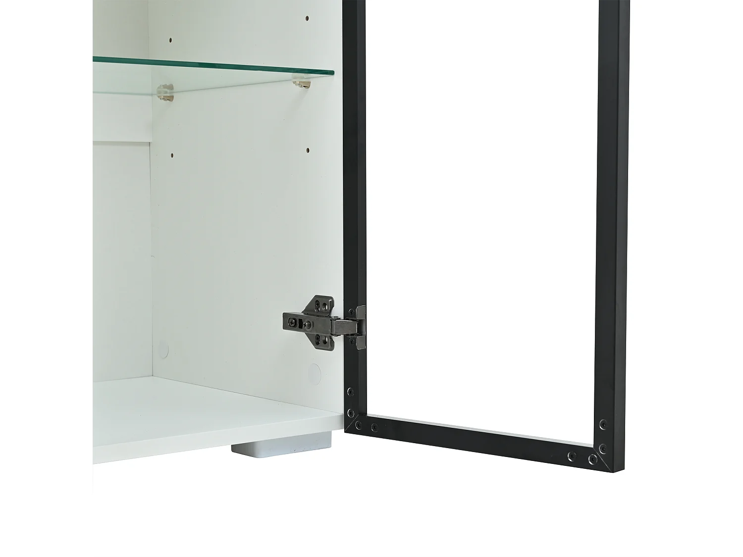 Vitrine 60x40x160 cm avec LED Deux étagères réglables et deux tiroirs Matériau MDF en noir et blanc pour salon