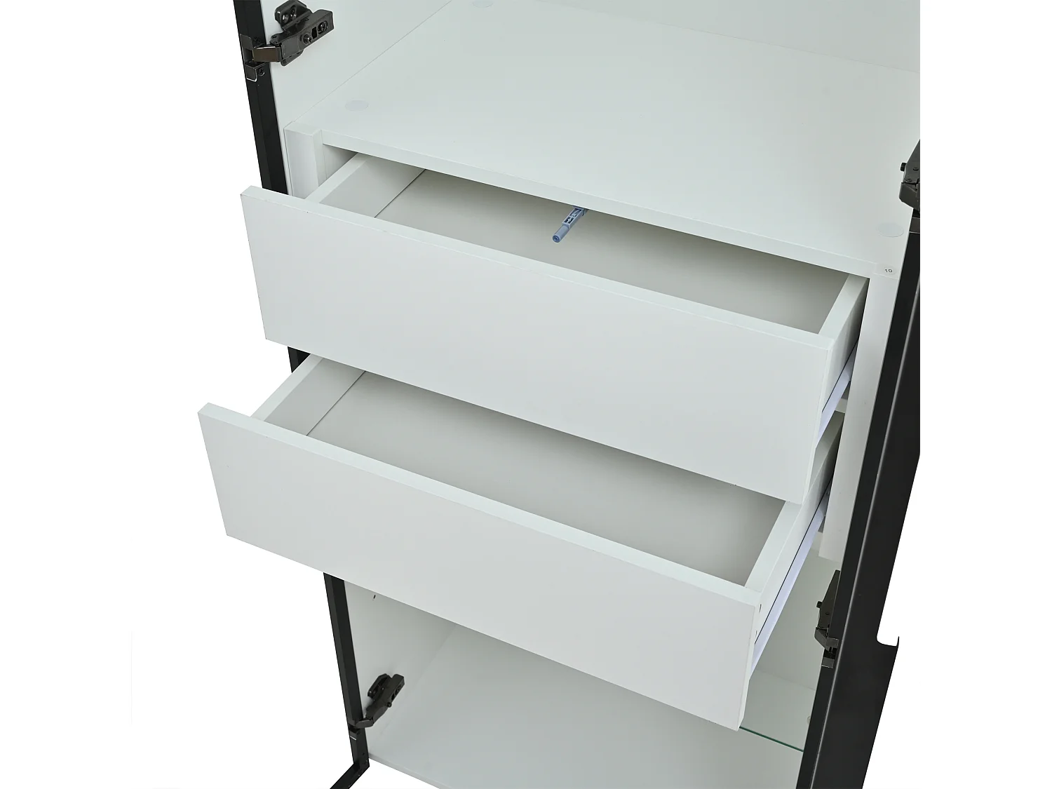 Vitrine 60x40x160 cm avec LED Deux étagères réglables et deux tiroirs Matériau MDF en noir et blanc pour salon