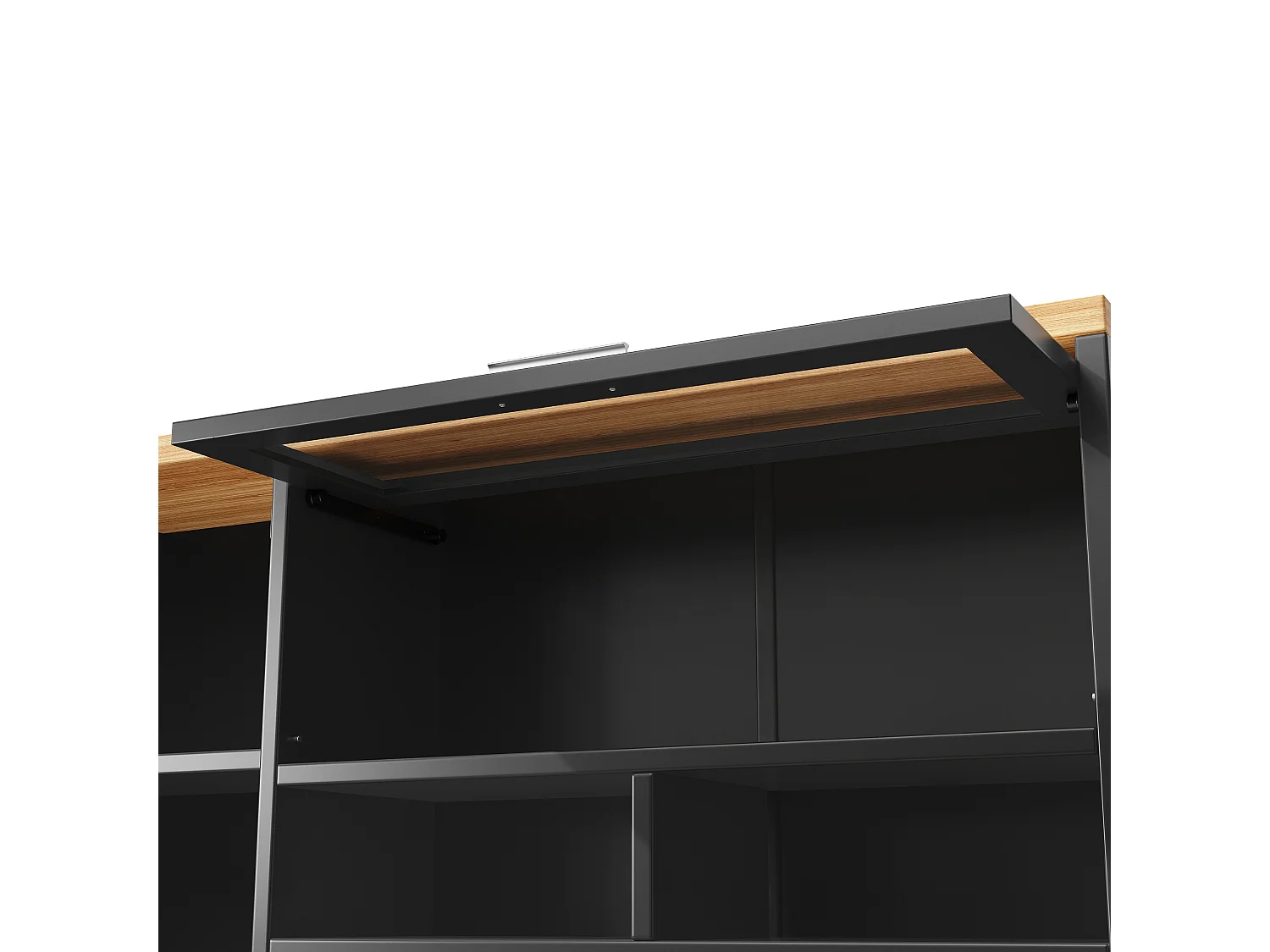 Meuble de rangement haut 104x40x180 cm, éclairage LED USB, portes vitrées, tiroir, MDF et métal noir