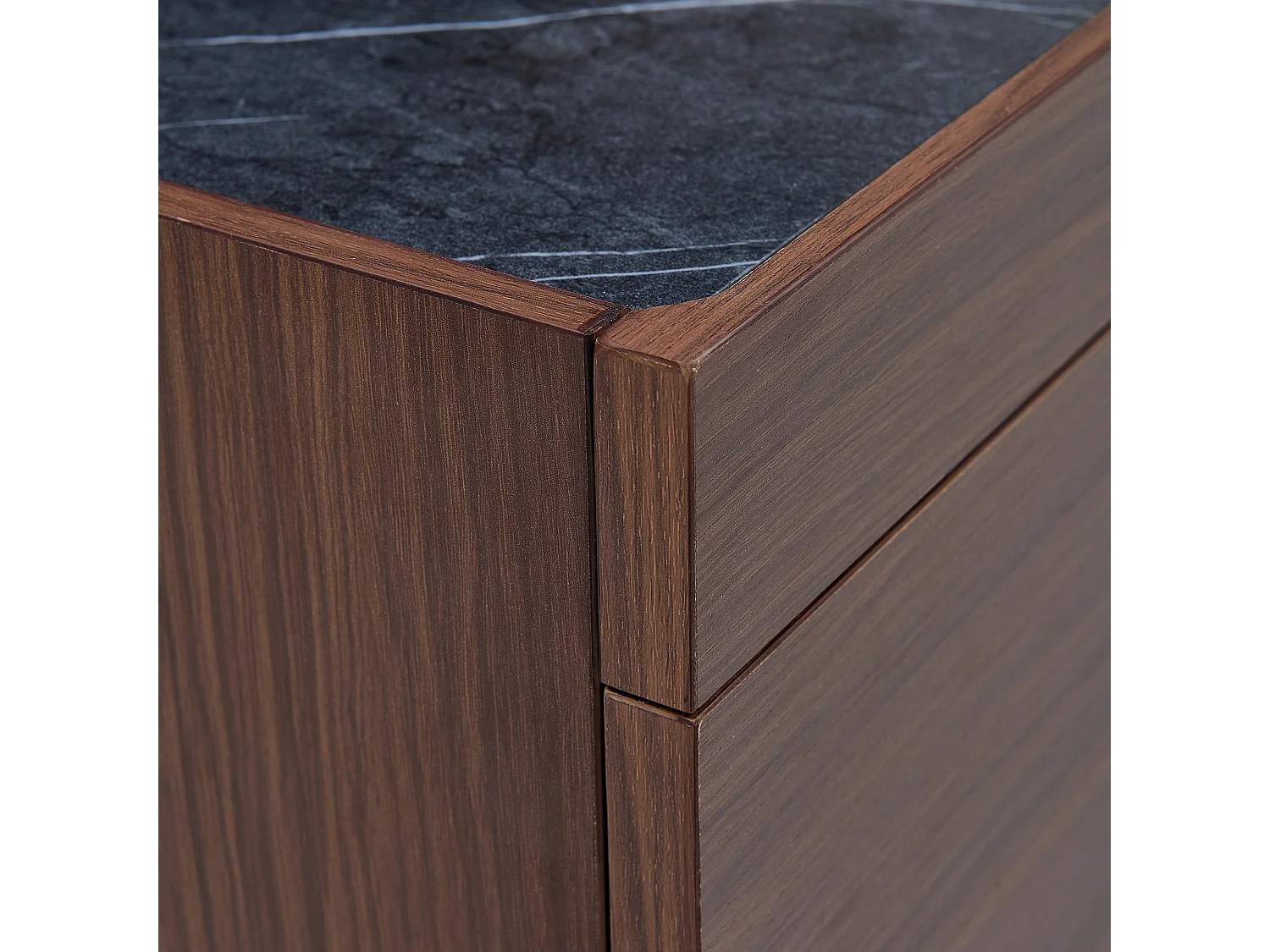 Table basse 105x50x41.5 cm, plateau coulissant, tiroirs, plateau en verre, MDF, marron et gris foncé