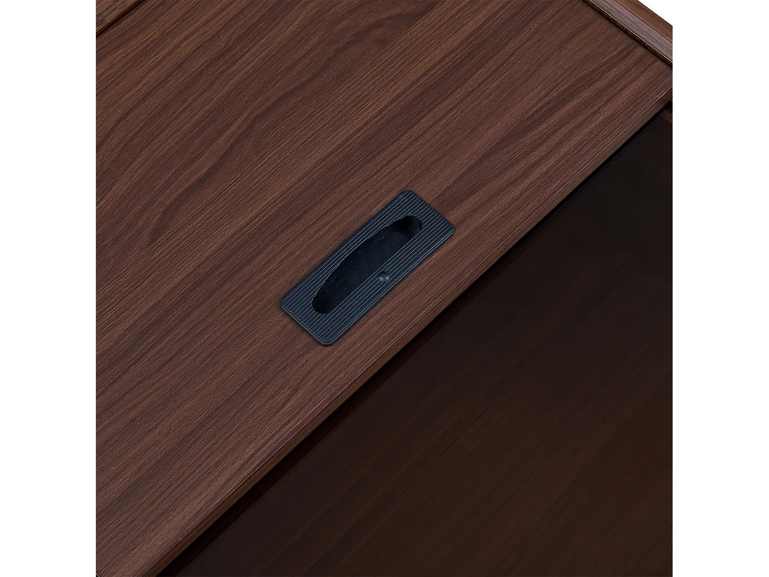 Table basse 105x50x41.5 cm, plateau coulissant, tiroirs, plateau en verre, MDF, marron et gris foncé