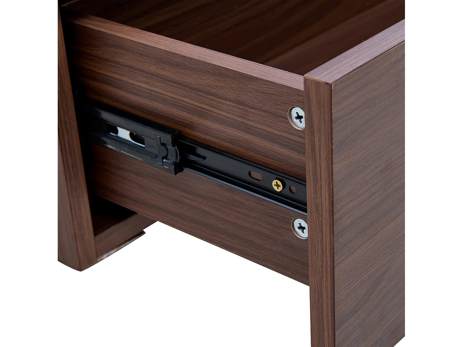 Table basse 105x50x41.5 cm, plateau coulissant, tiroirs, plateau en verre, MDF, marron et gris foncé