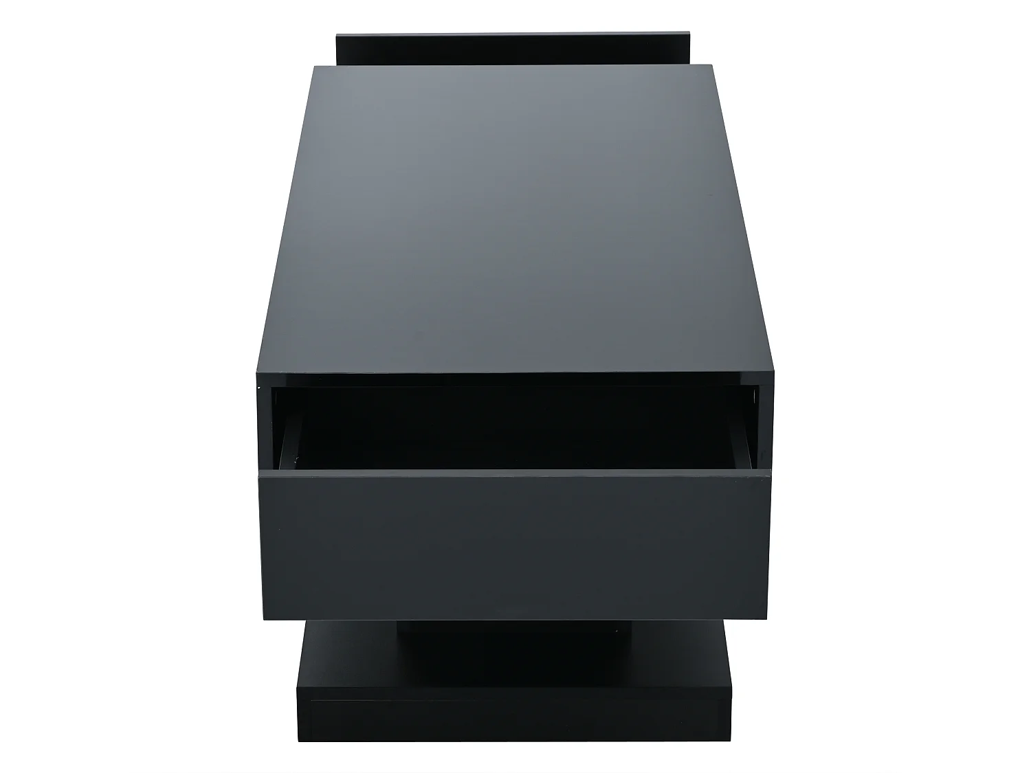 Table basse 100x50x45 cm avec LED Deux tiroirs Panneaux de particules en noir pour salon