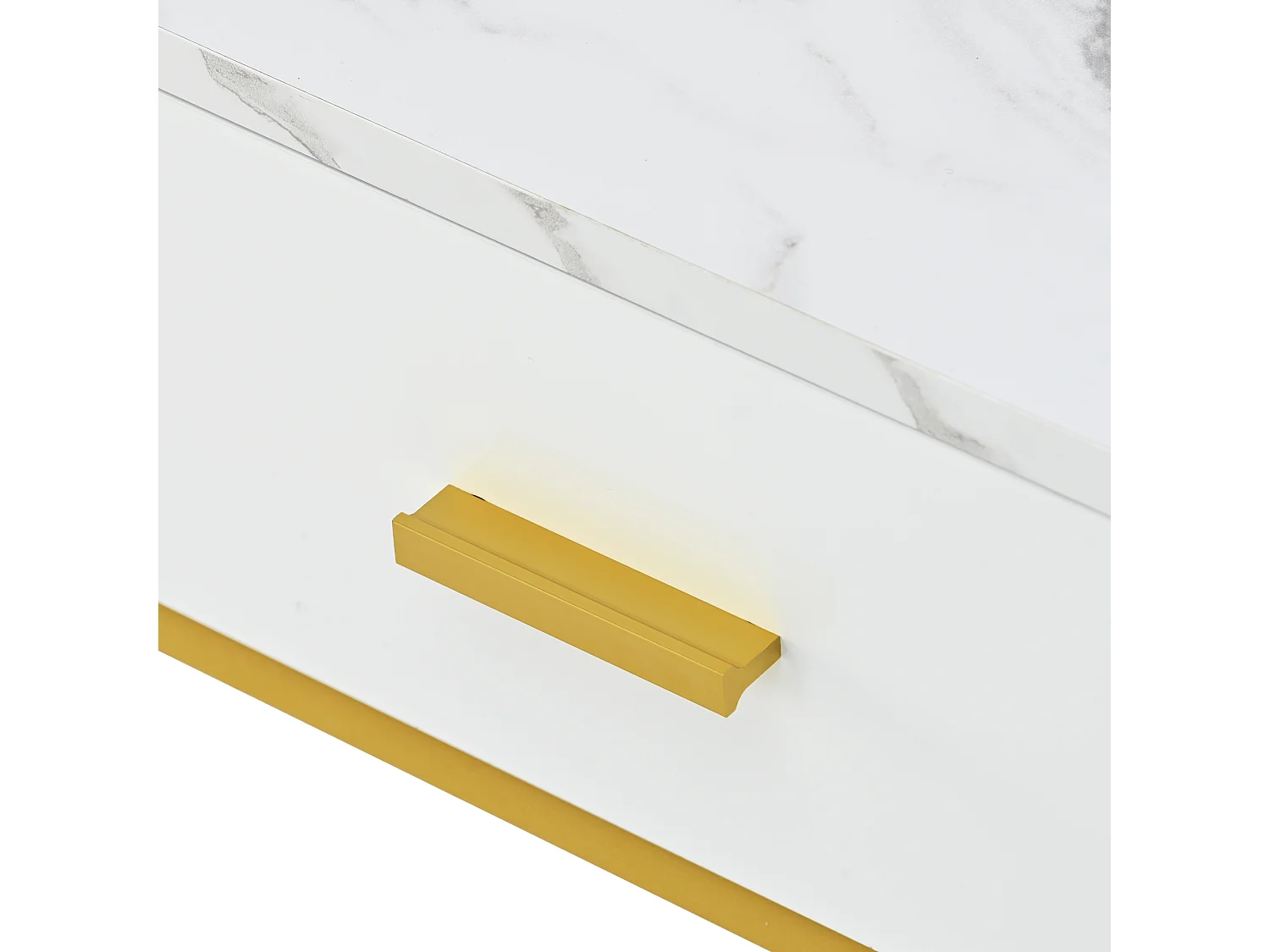 Table basse 170x70x44.5 cm avec Deux tables Étagères ouvertes Matériau MDF en blanc pour salon