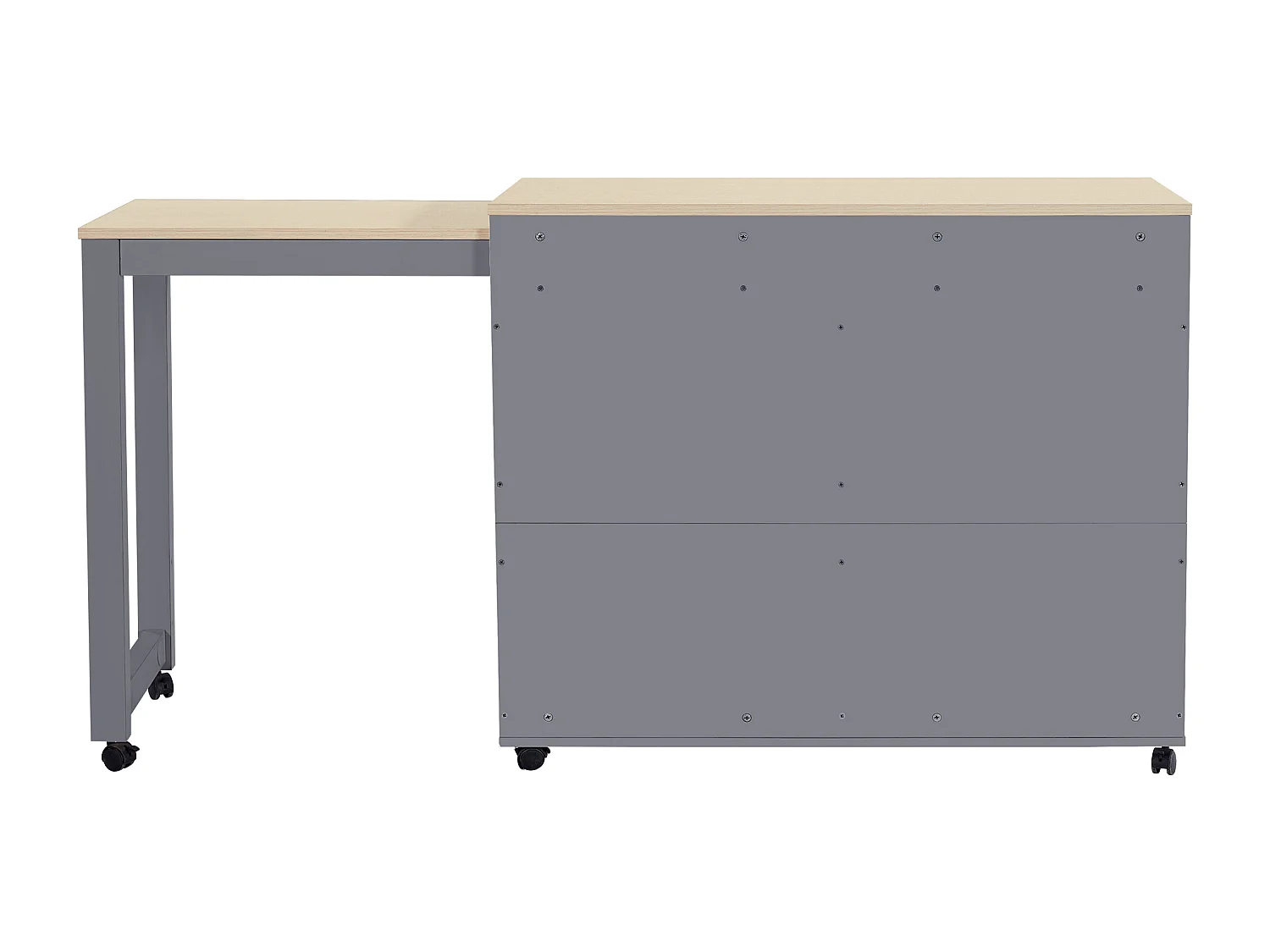 Table bar extensible 117x50x94.6 cm, longueur réglable 117 à 180 cm, 6 compartiments de rangement, MDF gris