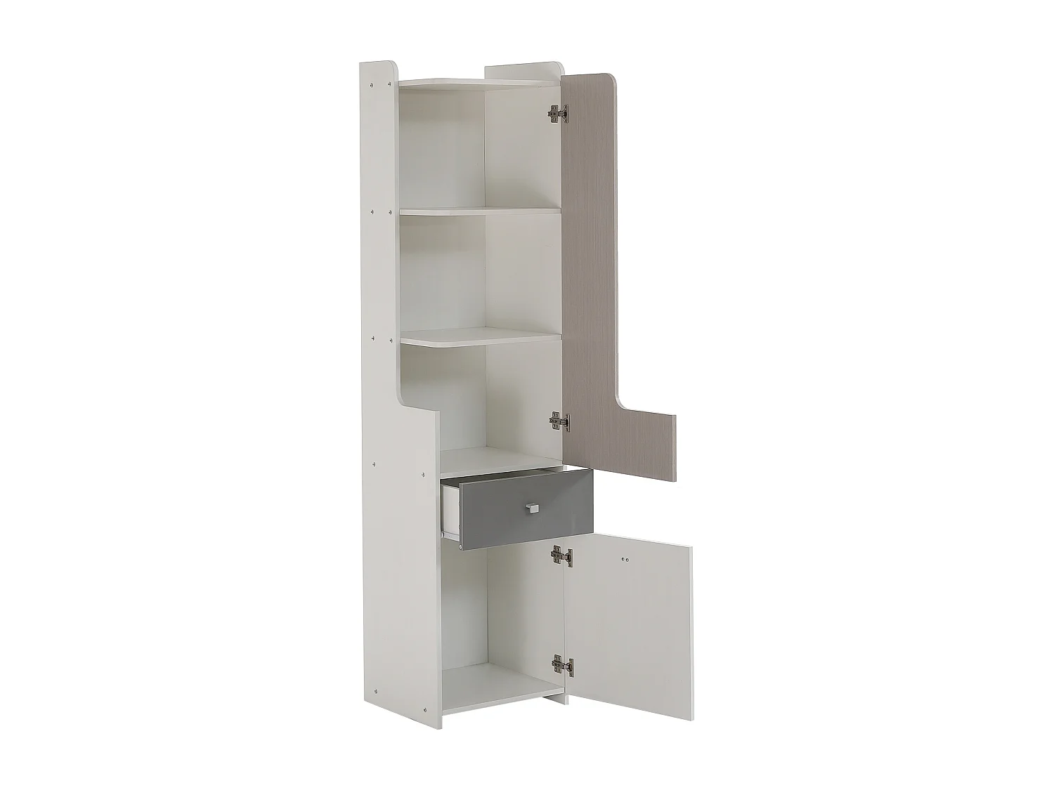 Bibliothèque 45x40x184 cm avec étagères et tiroirs et compartiments de rangement Matériau MDF en blanc pour salon et bureau