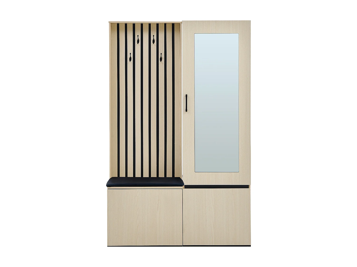 Kledingkast 54x33x179,5 cm met kast, schoenenplank en schoenenbank. Gemaakt van MDF. Naturel. Geschikt voor woonkamer en hal.