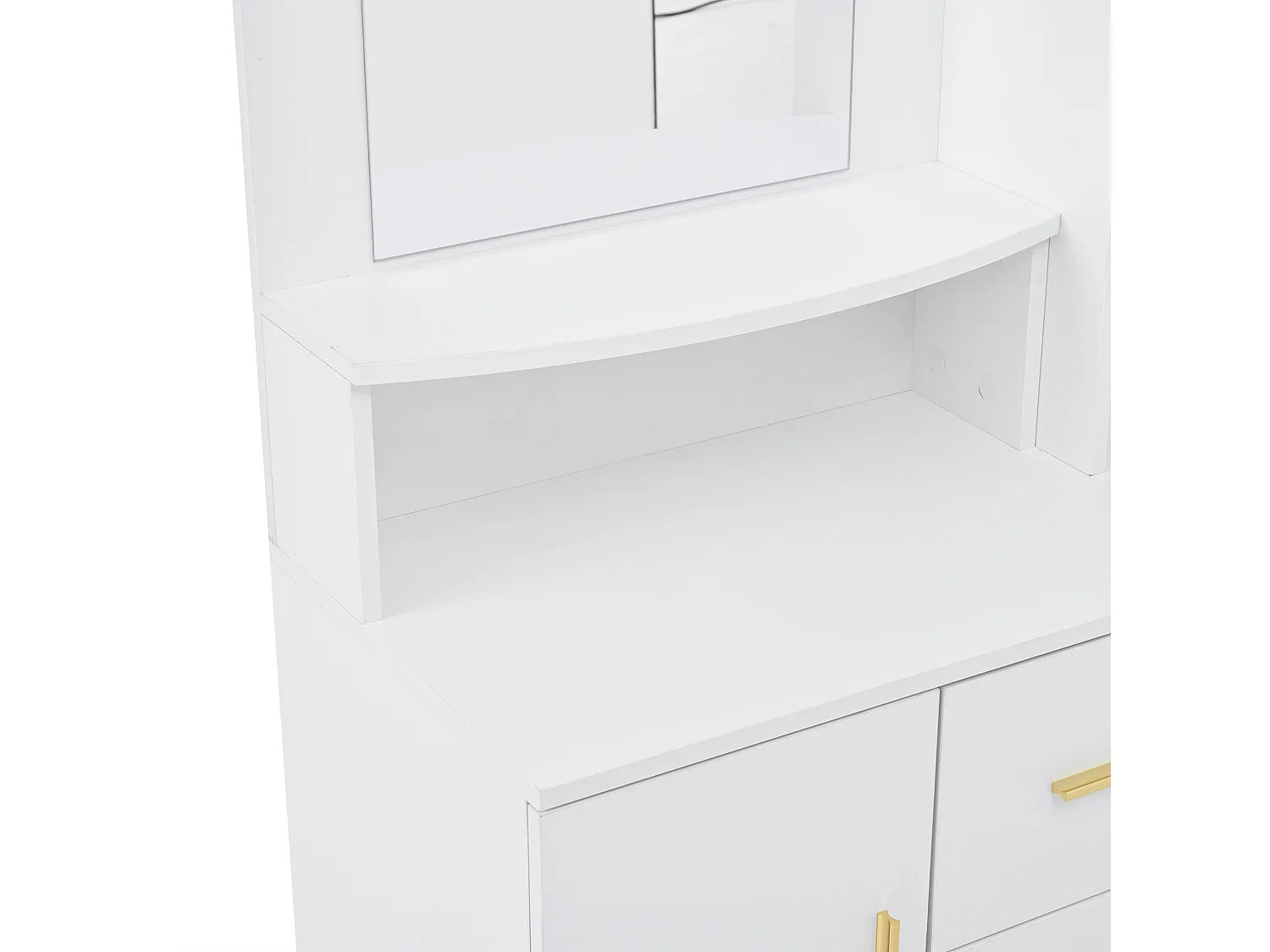 Meuble d'entrée 90x40x180 cm, miroir, 2 portes, 2 tiroirs, étagères, MDF, blanc