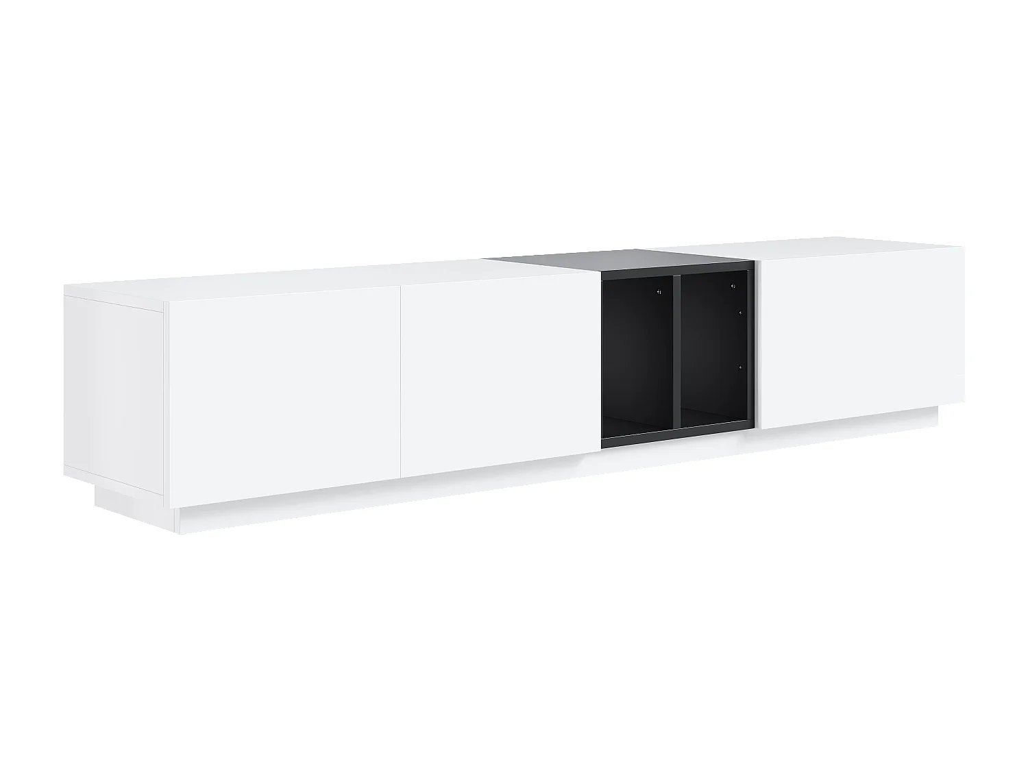 Meuble TV 190x40x35 cm, grand rangement avec tiroirs et étagères, surface facile à nettoyer, bois d’ingénierie blanc