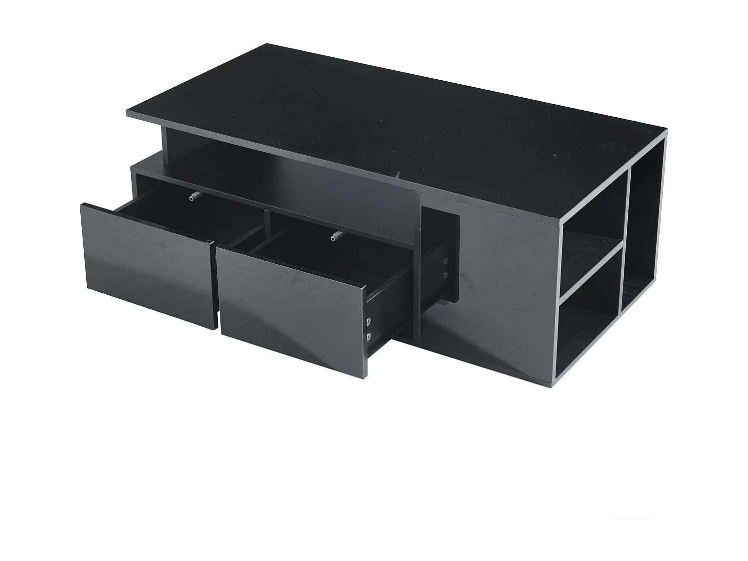 Table basse 100x50x35cm meuble de salon minimaliste, rangement optimisé, panneau de particules, pour salon, Noir