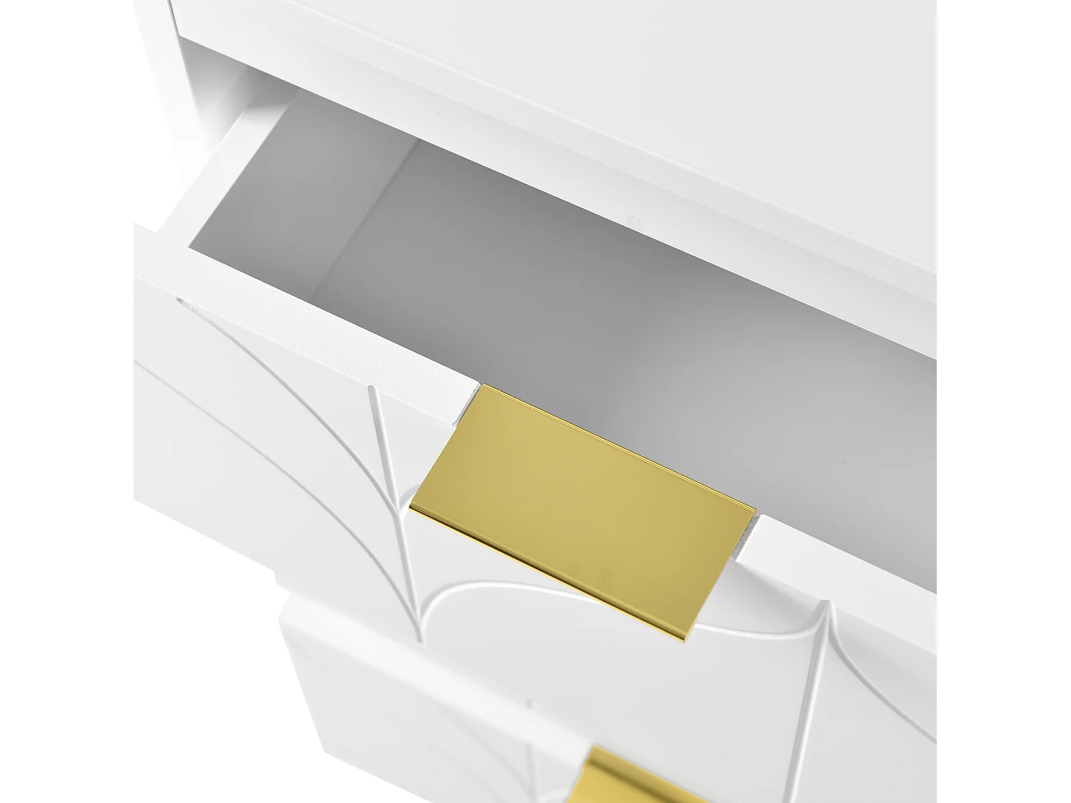 Coiffeuse (80/80.2)x40x76.5 cm avec six tiroirs et placards latéraux Matériau MDF en blanc pour Chambre