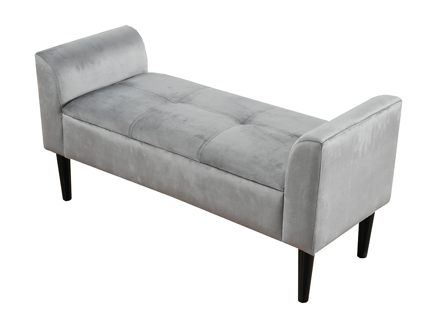 Banc de lit 116x44x56 cm avec accoudoirs latéraux Revêtement en velours en gris pour Chambre et salon