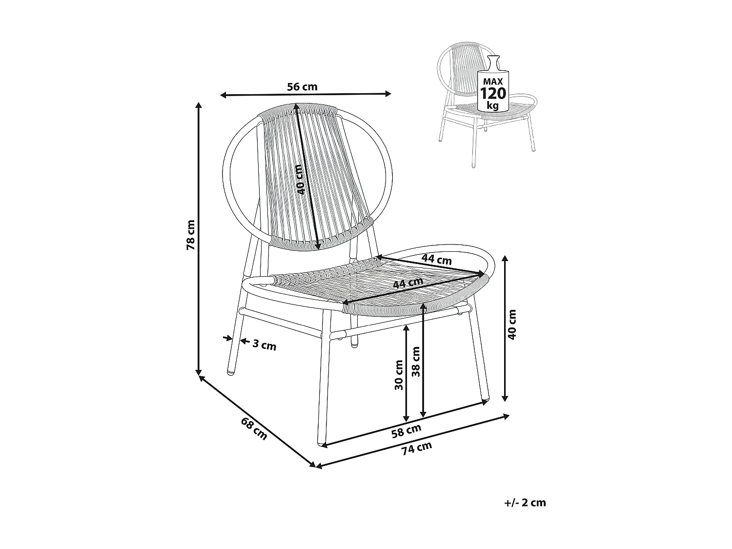 Chaise de jardin OVARO Beige