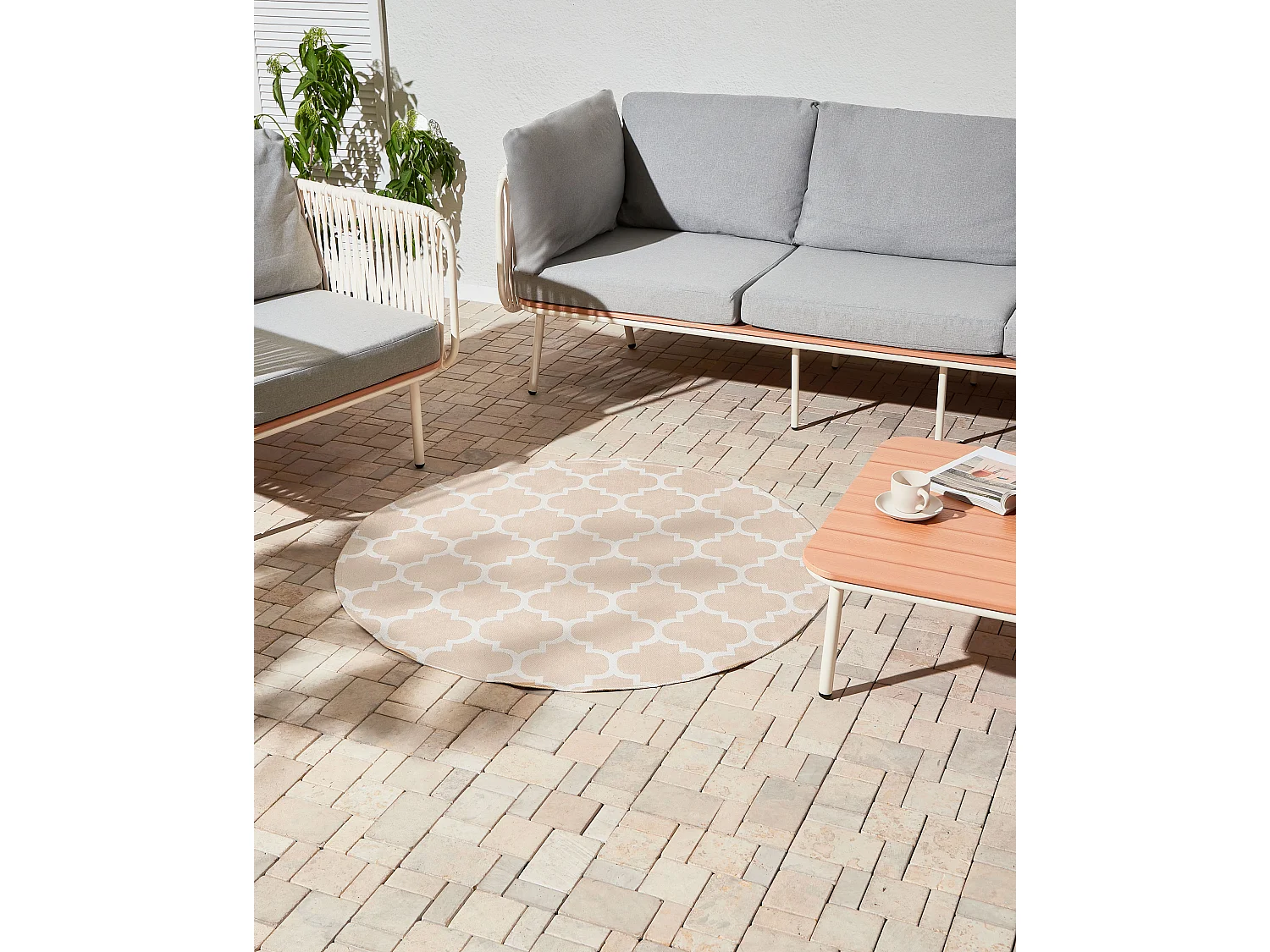 Outdoor Rug MOSORE Beige ø 120 cm