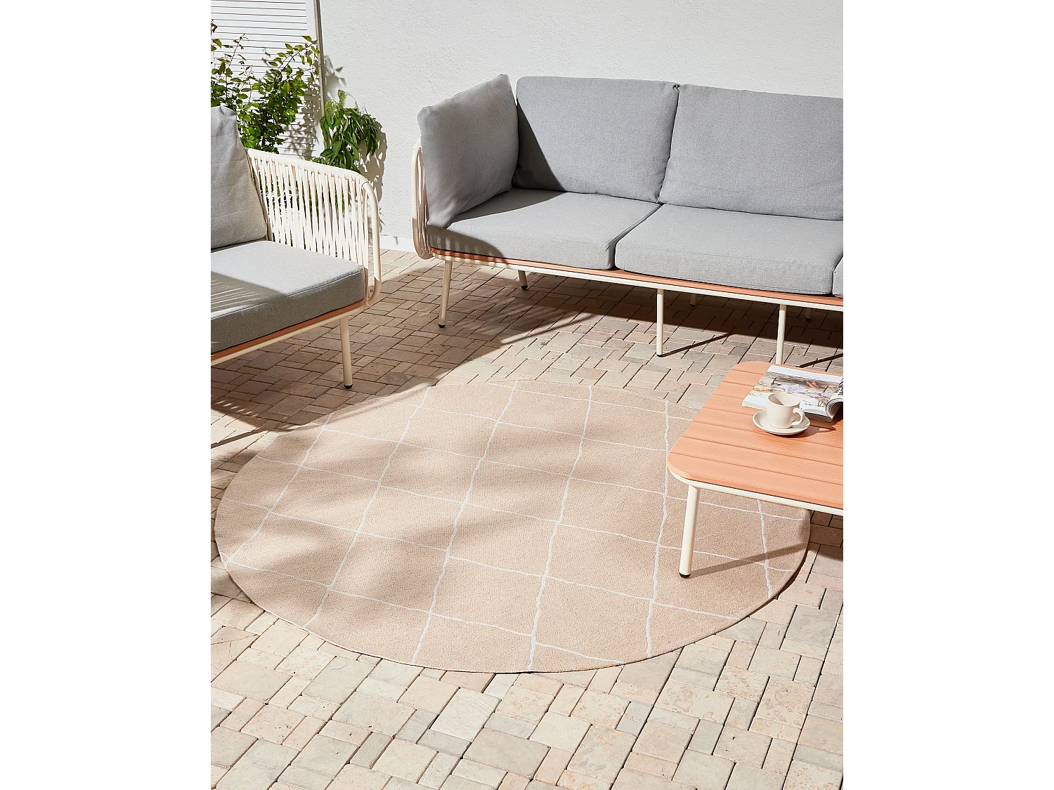 Outdoor Rug GWALIOR Beige ø 160 cm