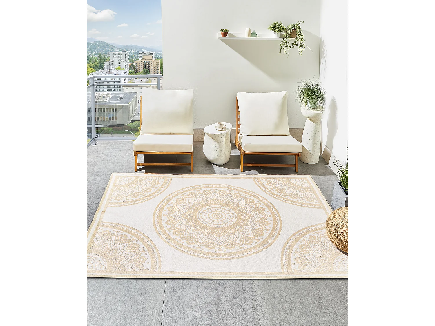 Tapis d'extérieur HUBLI Beige 160 x 230 cm