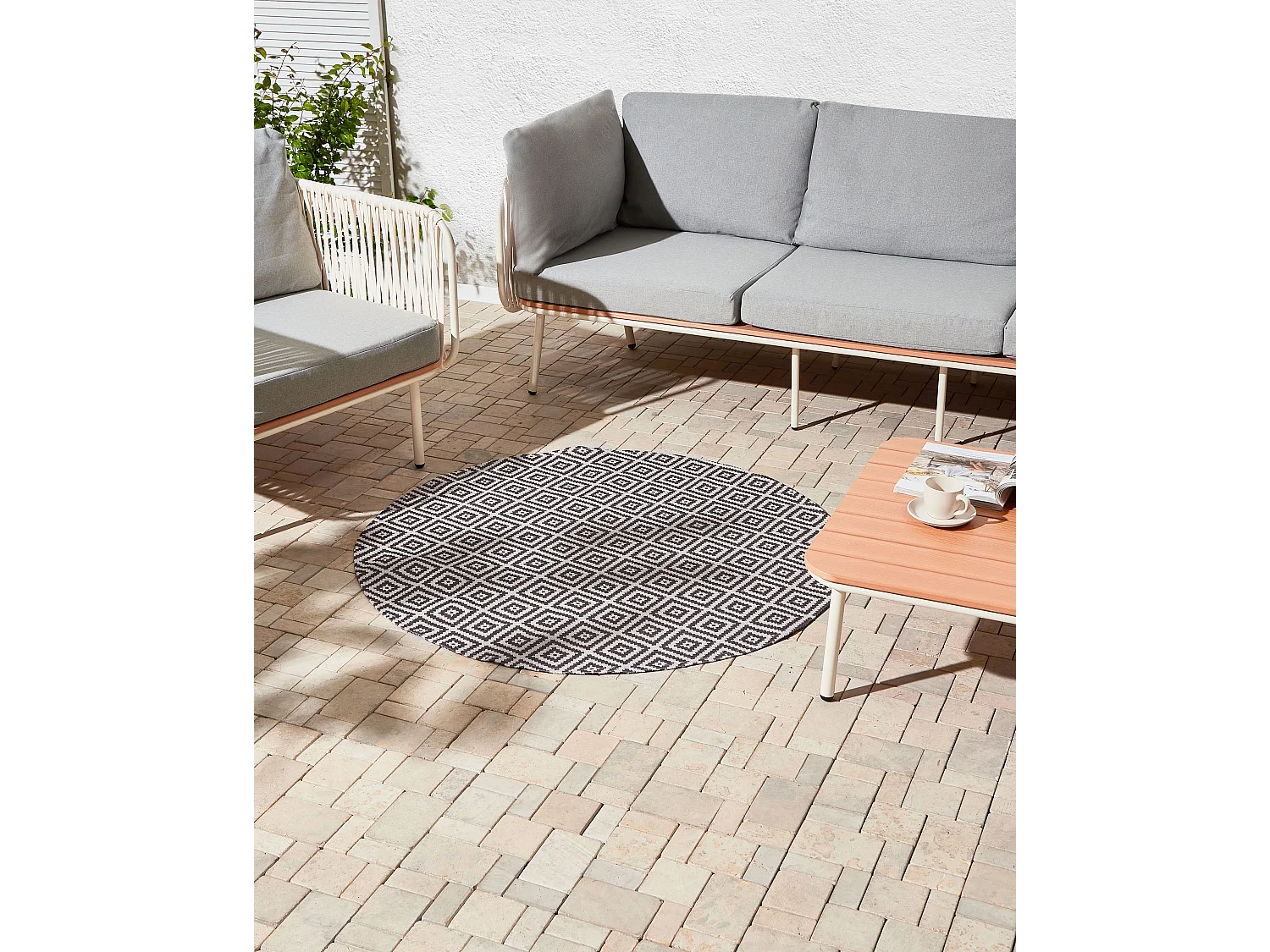 Tapis d'extérieur THRISSUR Gris ø 120 cm