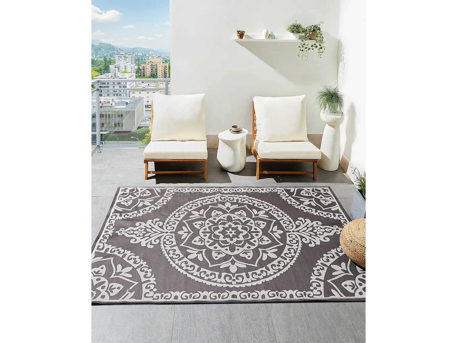 Tapis d'extérieur KOHIMA Gris 160 x 230 cm