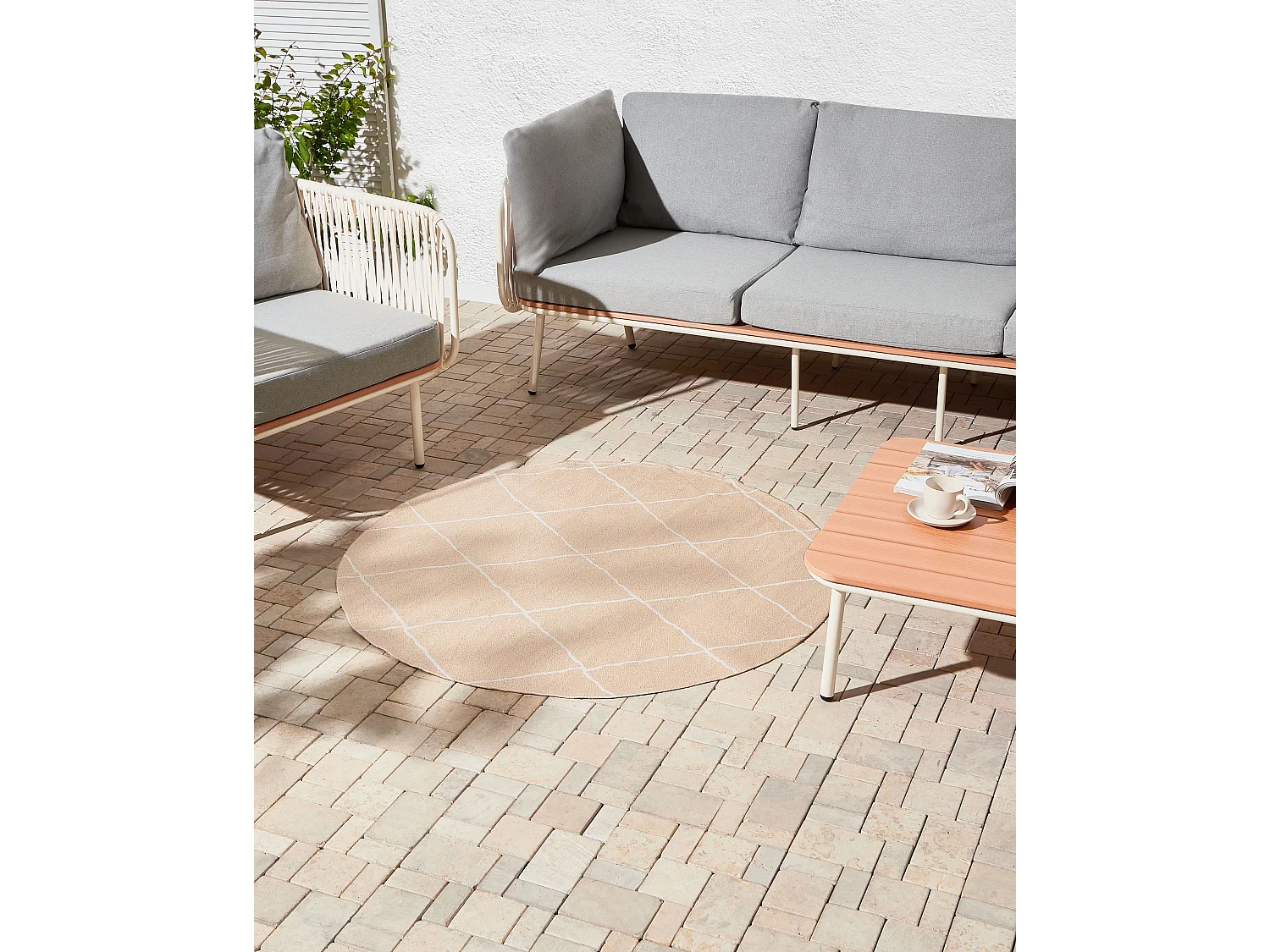 Tapis d'extérieur GWALIOR Beige ø 120 cm