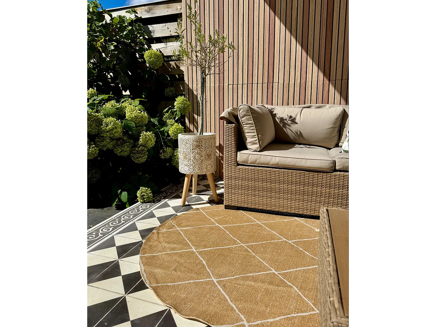 Tapis d'extérieur GWALIOR Beige ø 120 cm