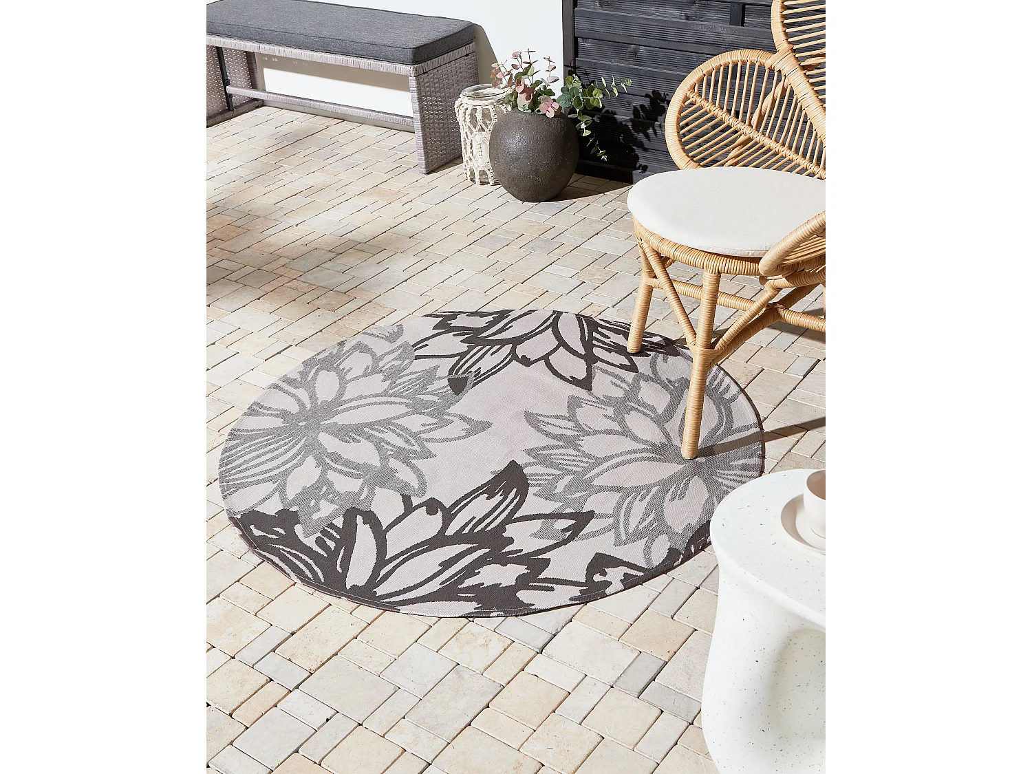 Tapis d'extérieur SOLAPUR Gris ø 120 cm