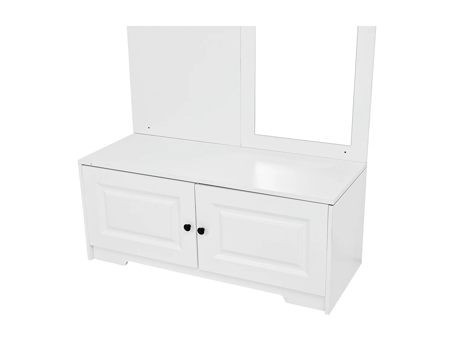 Armoire 100x40x180 cm avec miroir Cinq crochets et deux placards et étagères Matériaux MDF en blanc pour salon et Couloir