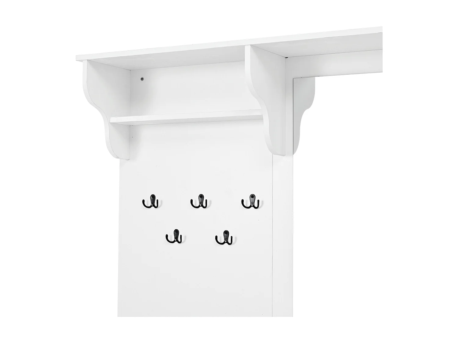 Armoire 100x40x180 cm avec miroir Cinq crochets et deux placards et étagères Matériaux MDF en blanc pour salon et Couloir