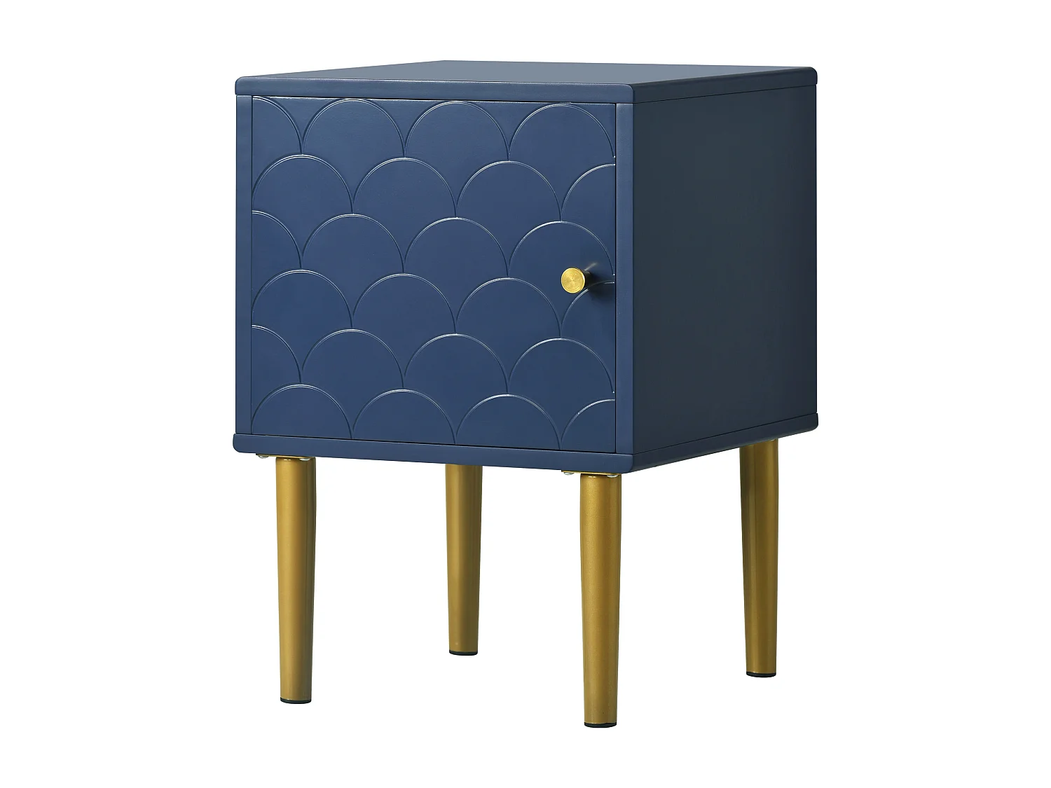 Table de chevet 35×35×46.5cm avec porte réglable et tiroir - Panneau de particules - bleu