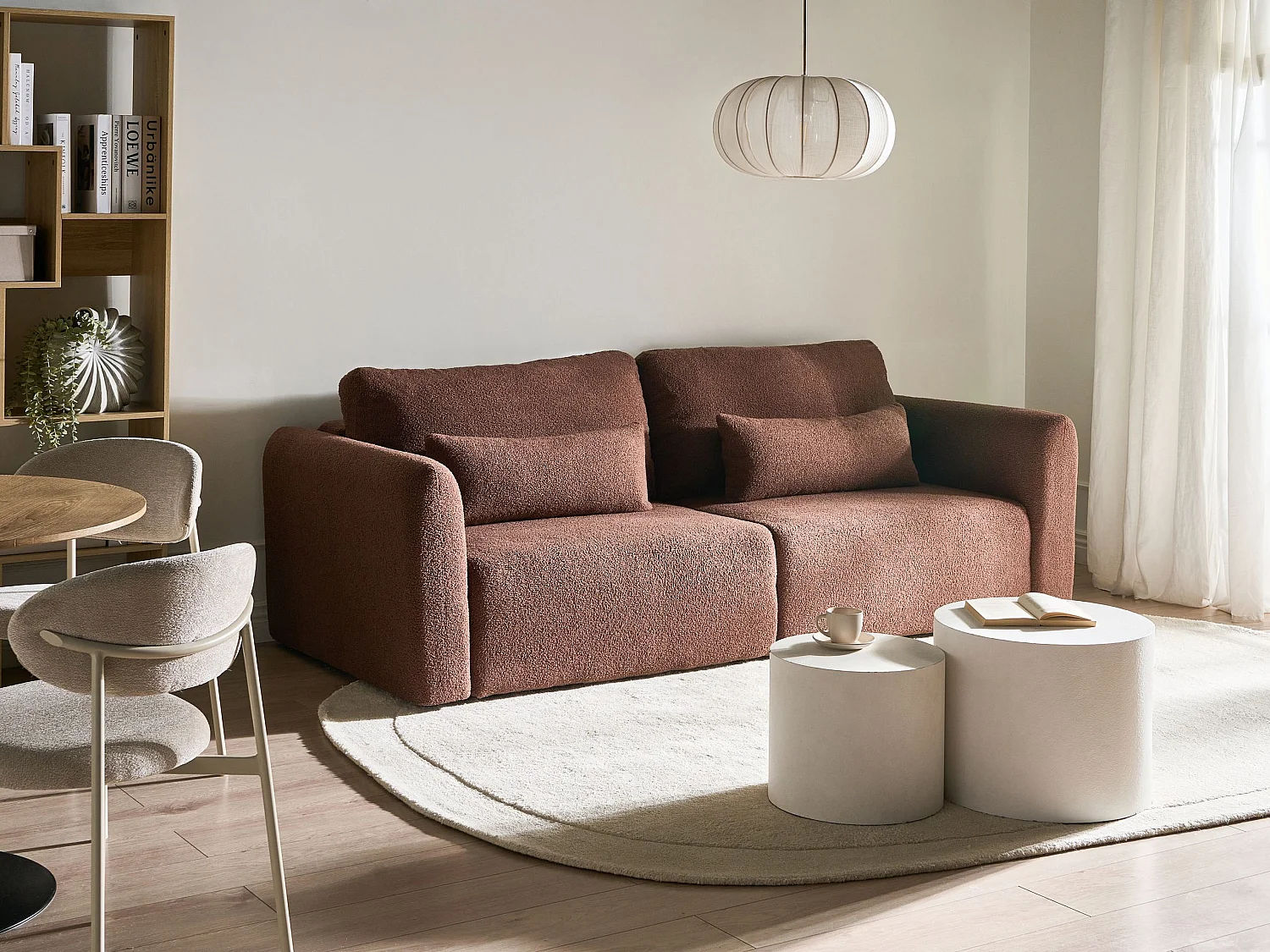 Canapé-lit 3 places VAXHOLM Bouclé Marron avec rangement